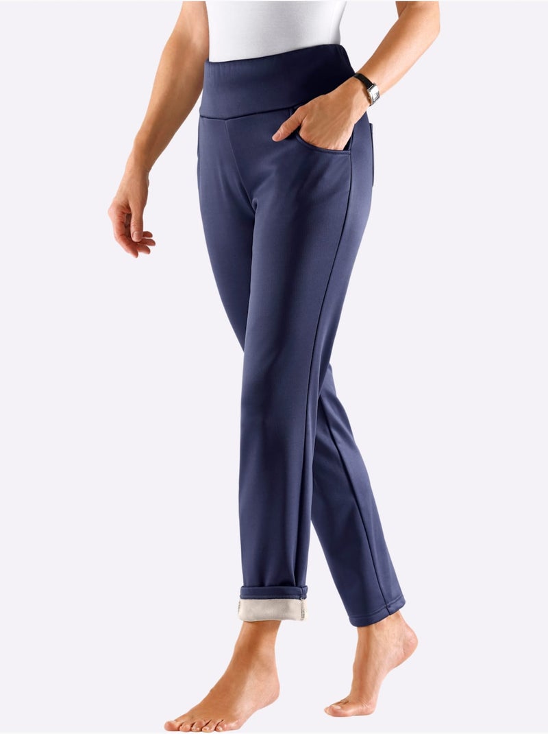 Pantalon qualité légèrement brillante - taille extra courte - witt Bleu marine - Kiabi