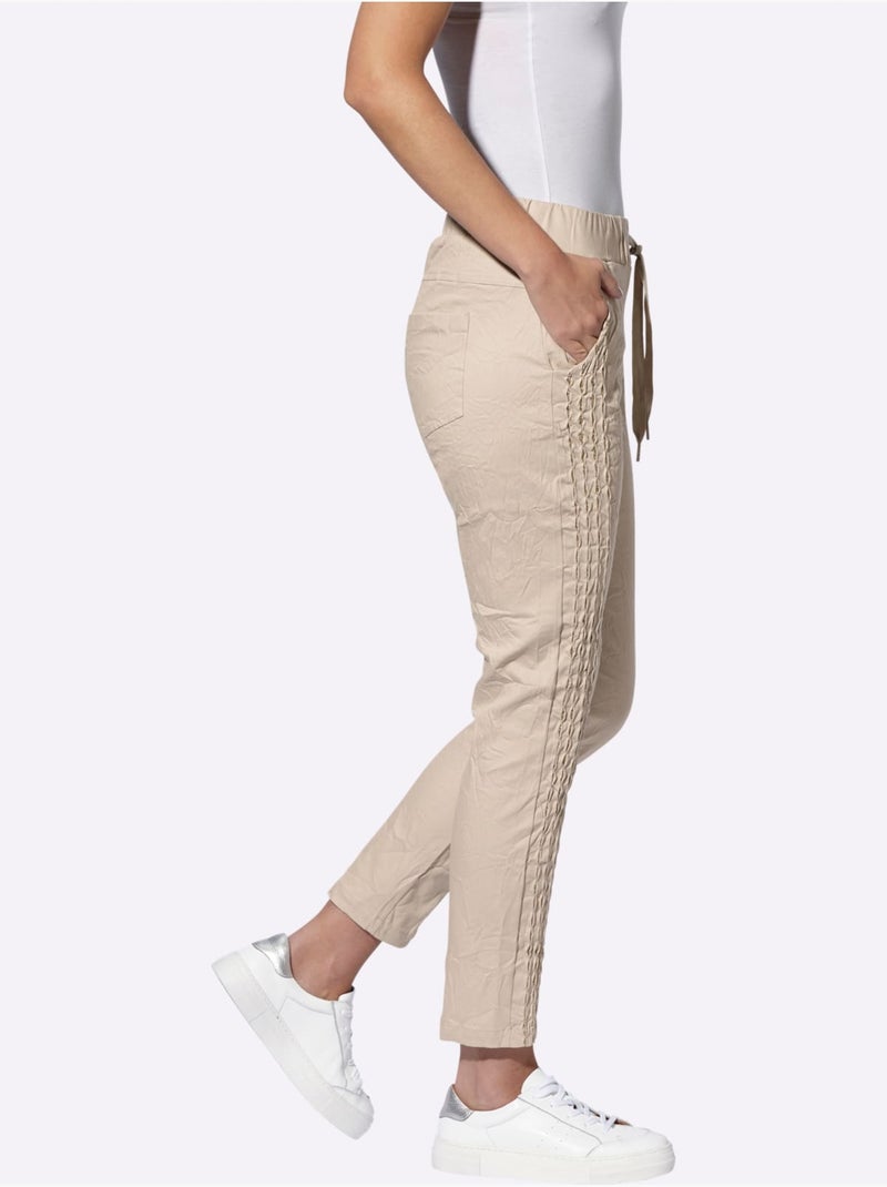 Pantalon qualité tissée - taille standard - helline Sable - Kiabi