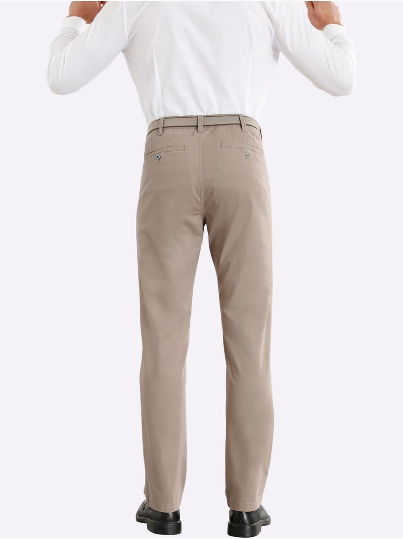 Pantalon Qualité Twill - Taille Moyenne - Moda Vilona Beige - Kiabi