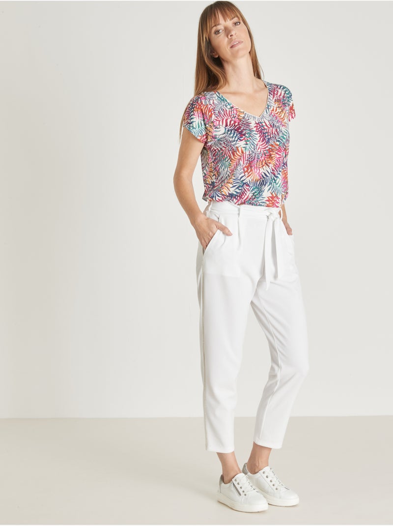 Pantalon raccourci élastiqué dos - DAXON Blanc Blanc - Kiabi