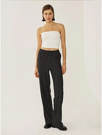 Pantalon rayé à taille élastique