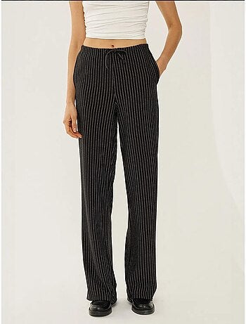 Pantalon rayé à taille élastique