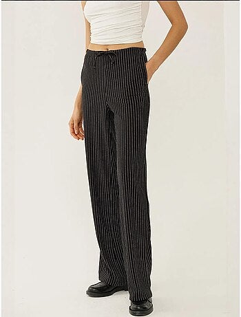 Pantalon rayé à taille élastique