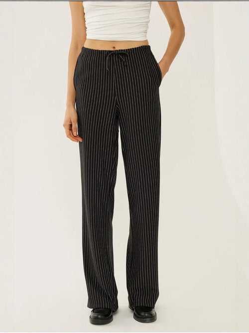 Pantalon rayé à taille élastique - Kiabi