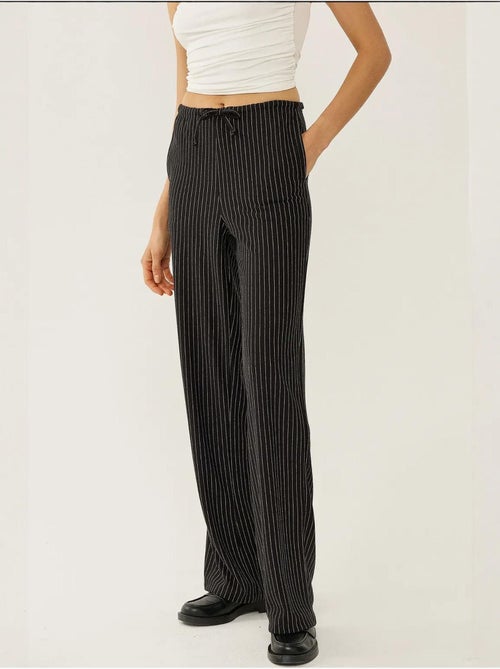 Pantalon rayé à taille élastique - Kiabi