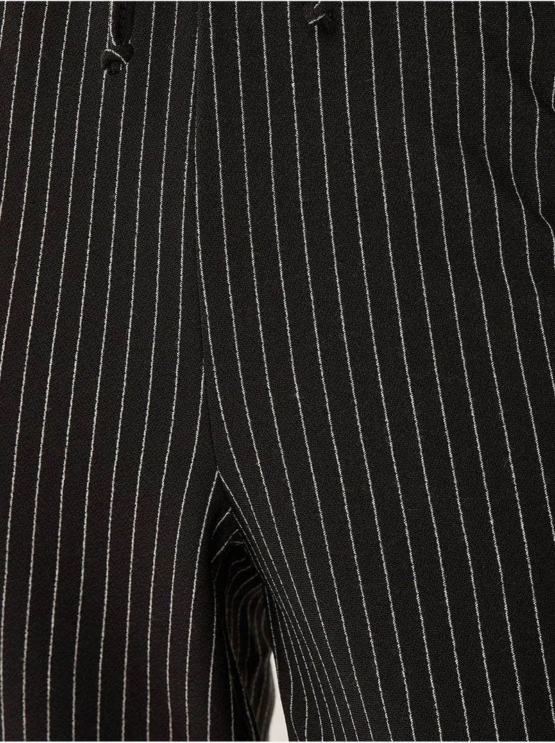 Pantalon rayé à taille élastique Noir - Kiabi