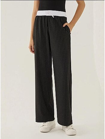 Pantalon rayé à taille élastique