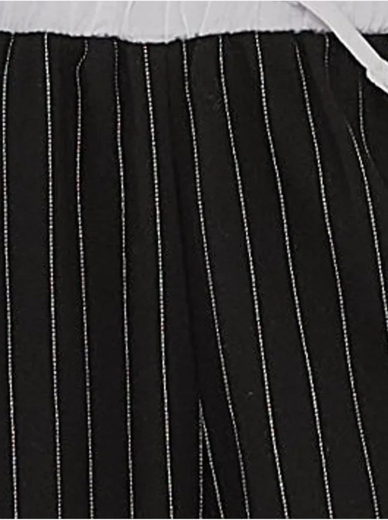 Pantalon rayé à taille élastique Noir - Kiabi
