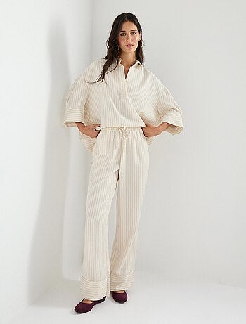 Pantalon rayé avec Lyocell, MO Fashion