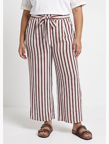 Pantalon rayé ceinturé, fils métallisés - AFIBEL