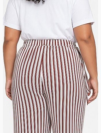 Pantalon rayé ceinturé, fils métallisés - AFIBEL