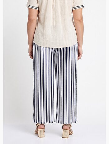 Pantalon rayé ceinturé, fils métallisés - AFIBEL