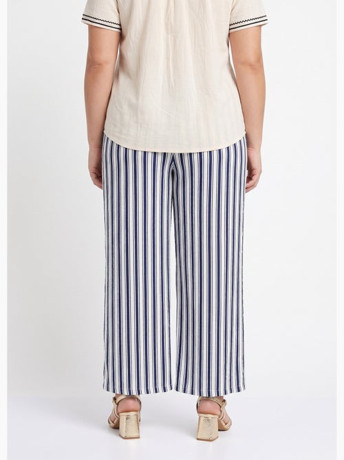 Pantalon rayé ceinturé, fils métallisés - AFIBEL - Kiabi