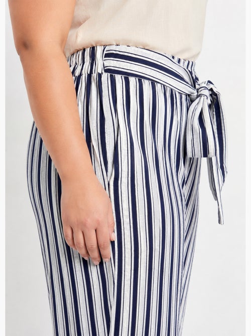 Pantalon rayé ceinturé, fils métallisés - AFIBEL - Kiabi