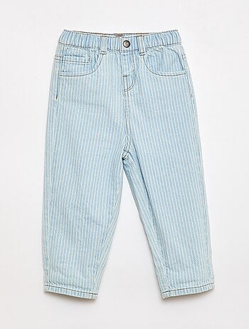 Pantalon rayé denim ajustable en coton