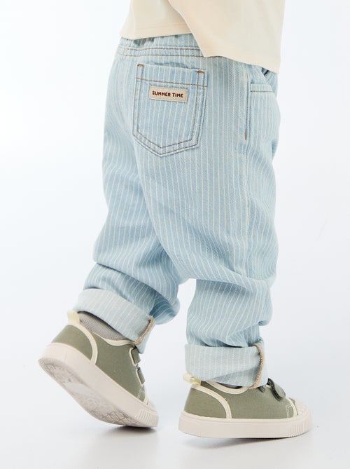 Pantalon rayé denim ajustable en coton - Kiabi