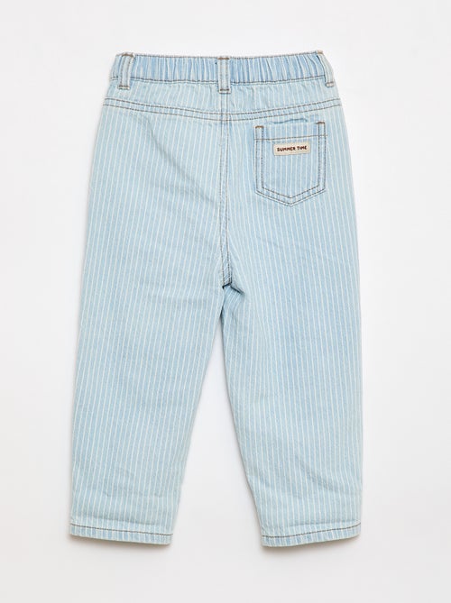 Pantalon rayé denim ajustable en coton - Kiabi