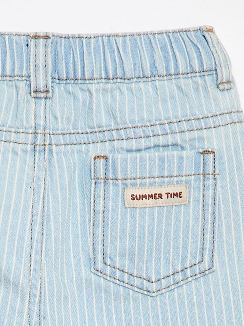 Pantalon rayé denim ajustable en coton - Kiabi