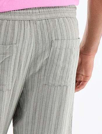 Pantalon rayé en lin mélangé