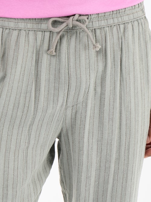 Pantalon rayé en lin mélangé - Kiabi