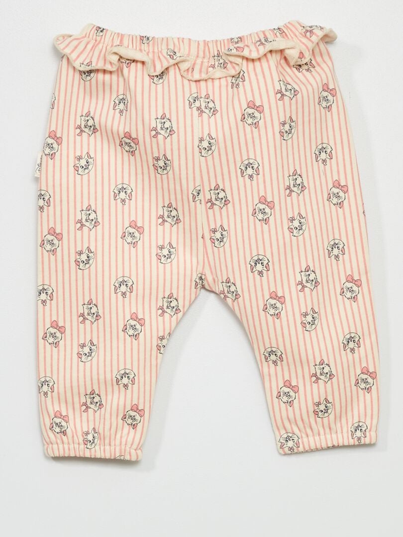 Pantalon rayé 'Marie' Blanc/rose - Kiabi