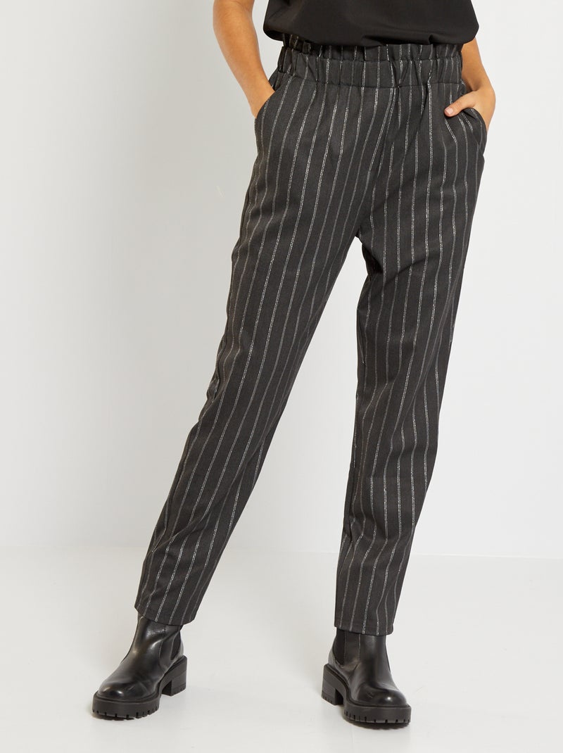 Pantalon rayé noir rayé - Kiabi