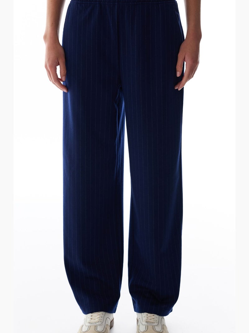 Pantalon rayé taille haute penti Bleu marine - Kiabi