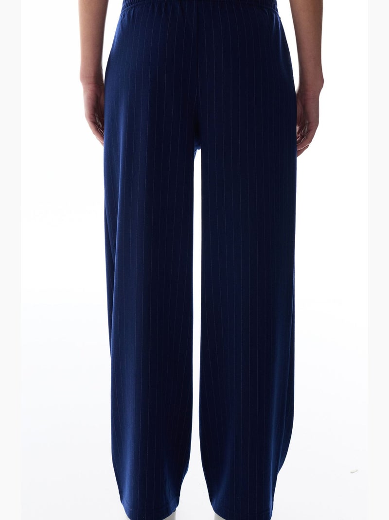 Pantalon rayé taille haute penti Bleu marine - Kiabi