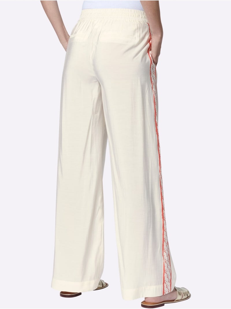 Pantalon Rayures Galon Aux Accents Contrastés - Taille Standard - Helline Ivoire - Kiabi