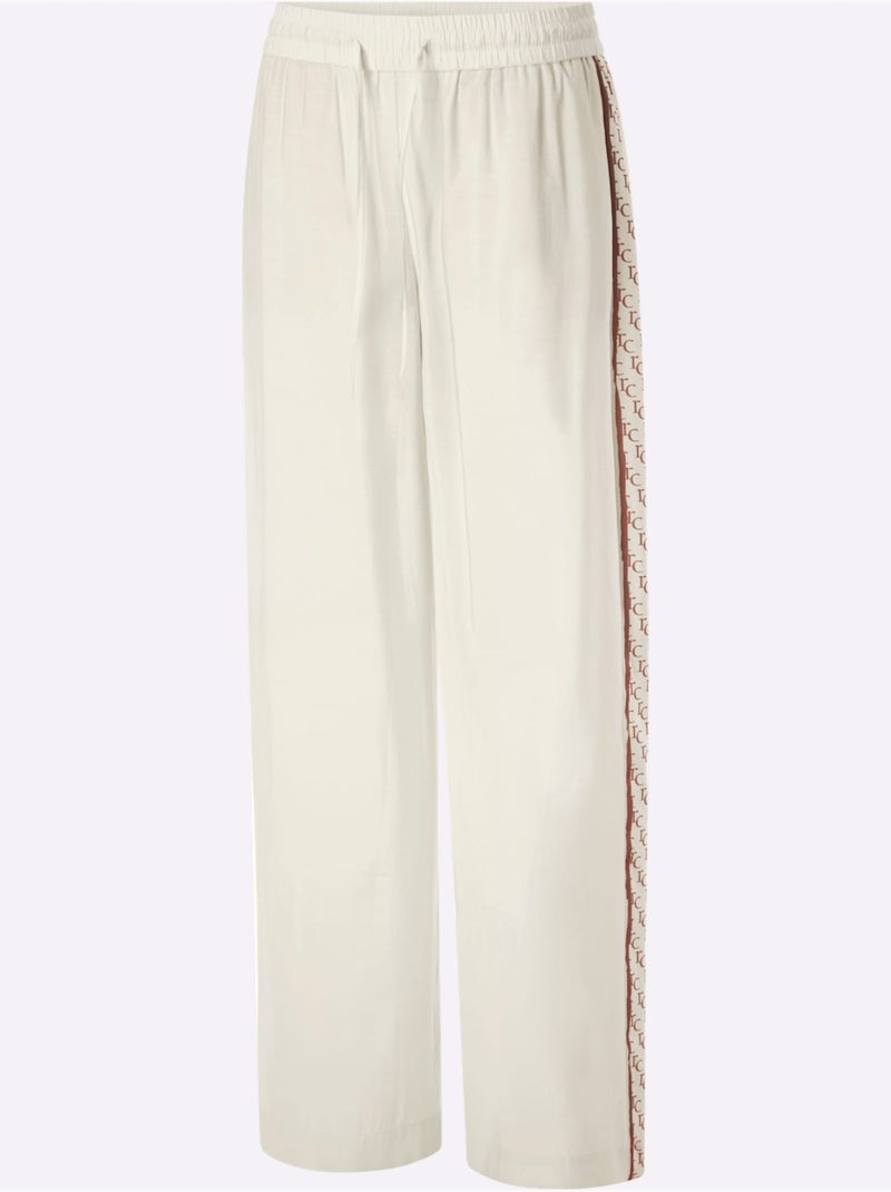Pantalon Rayures Galon Aux Accents Contrastés - Taille Standard - Helline Ivoire - Kiabi