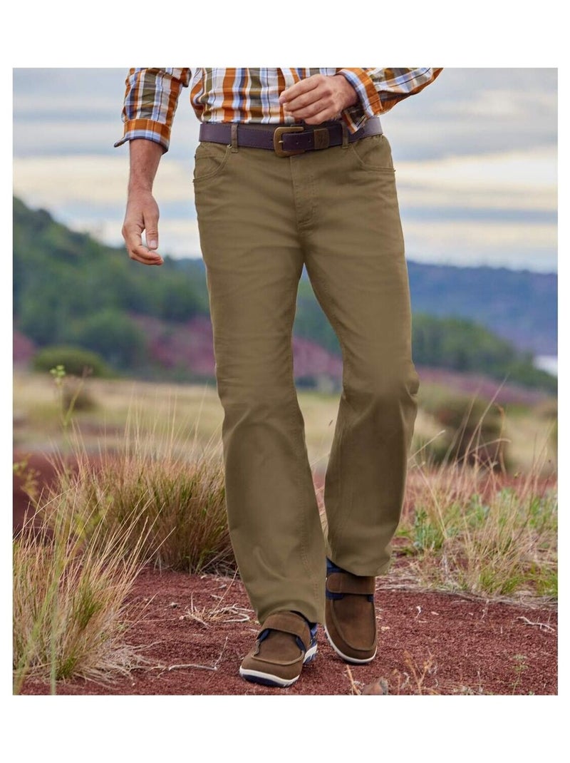 Pantalon Regular à Taille Semi-Élastiquée   - ATLAS FOR MEN Taupe - Kiabi
