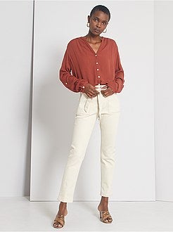 Pantalon regular avec ceinture à nouer - Kiabi