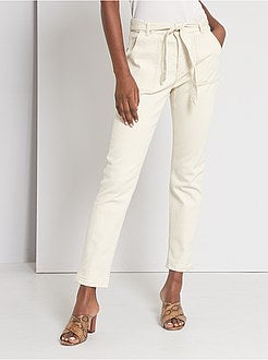 Pantalon regular avec ceinture à nouer - Kiabi