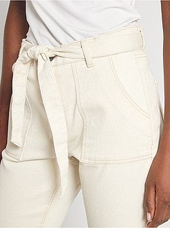 Pantalon regular avec ceinture à nouer - Kiabi