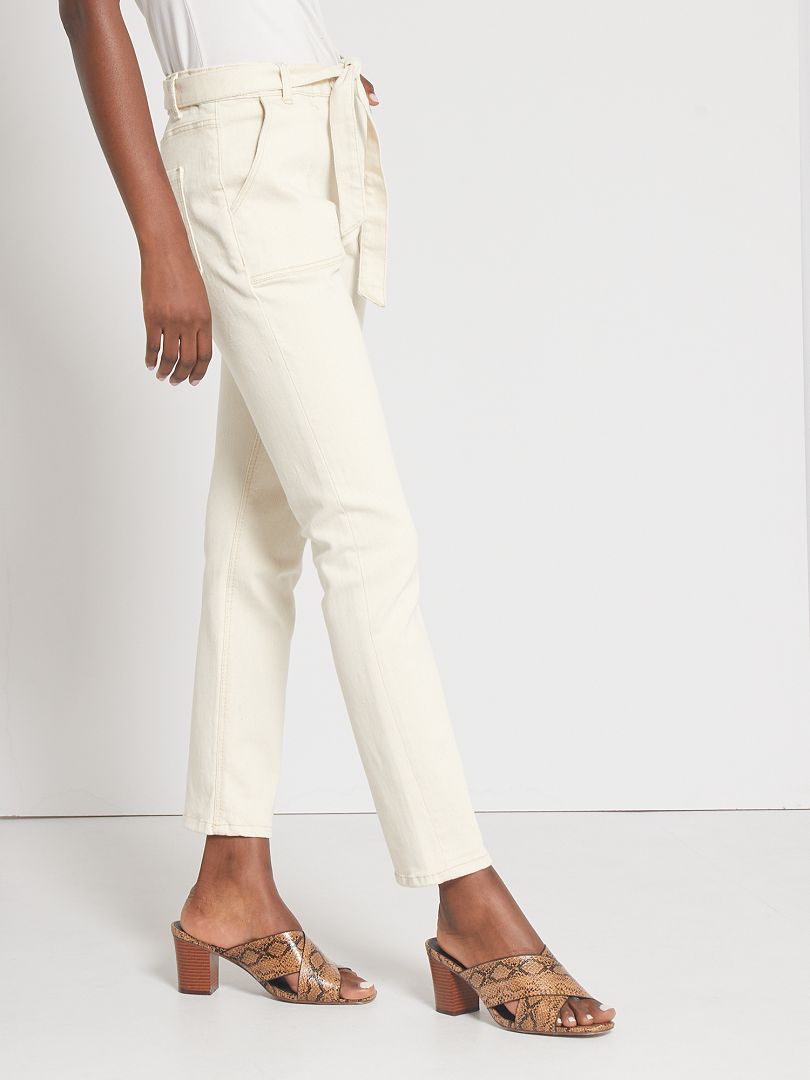 Pantalon H&M Beige Clair Taille US 4 Avec Ceinture à Nouer - Neuf Avec étiquettes