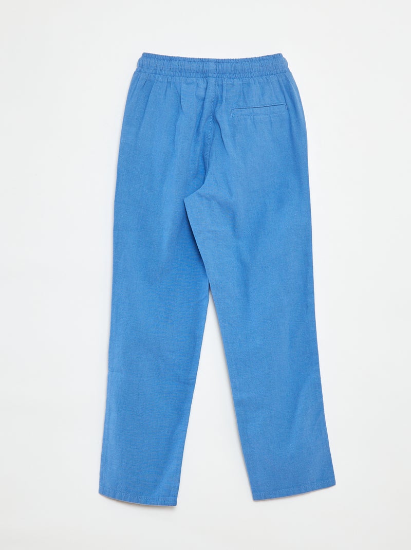 Pantalon regular en lin bleu - Kiabi