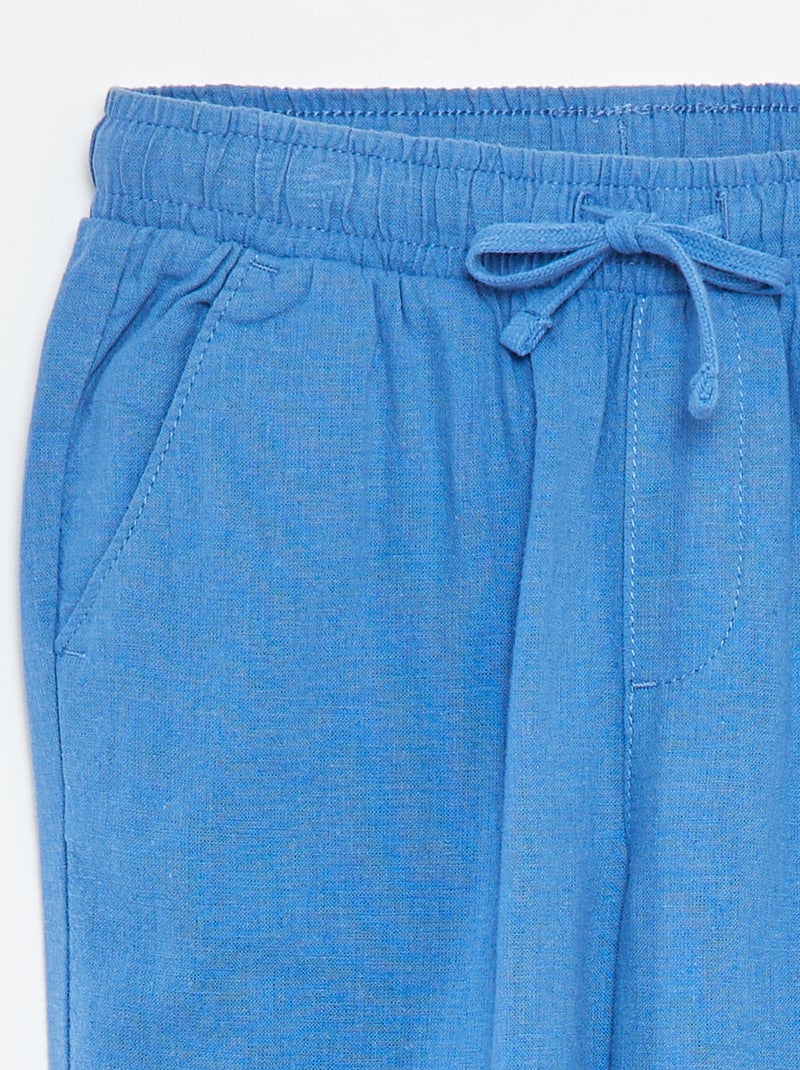 Pantalon regular en lin bleu - Kiabi