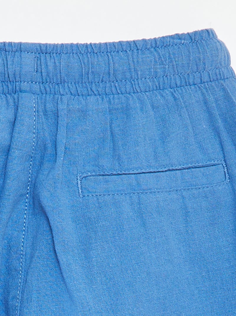 Pantalon regular en lin bleu - Kiabi