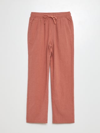 Pantalon regular en lin