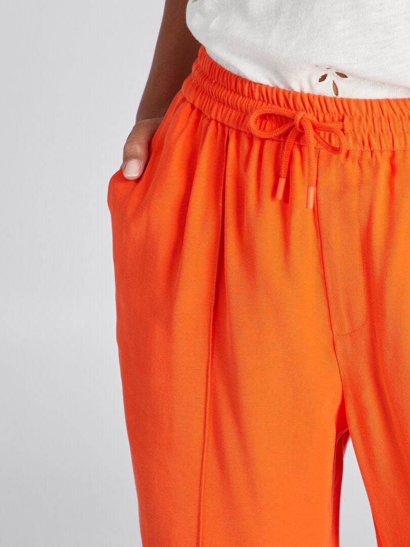Pantalon regular en twill type jogging Orange - Kiabi