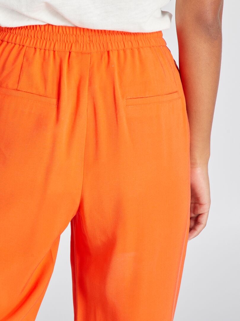 Pantalon regular en twill type jogging Orange - Kiabi