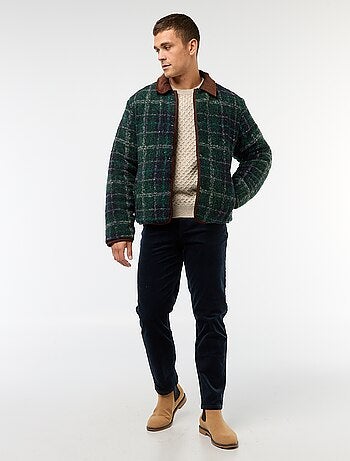 Pantalon regular fit en velours uni