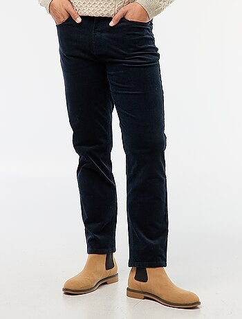 Pantalon regular fit en velours uni