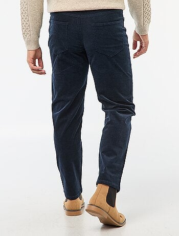 Pantalon regular fit en velours uni