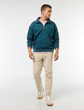Pantalon regular fit en velours uni