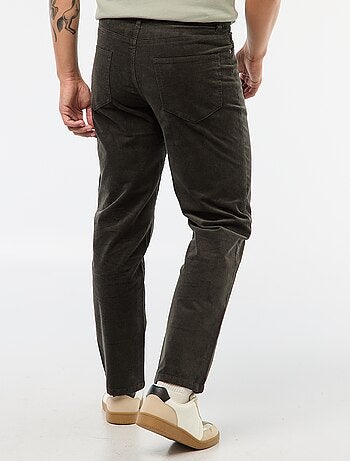 Pantalon regular fit en velours uni