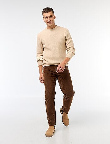 Pantalon regular fit en velours uni