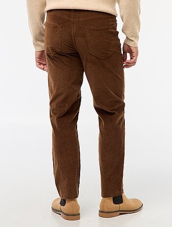 Pantalon regular fit en velours uni