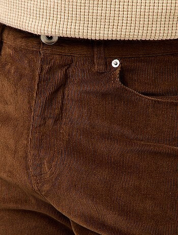 Pantalon regular fit en velours uni