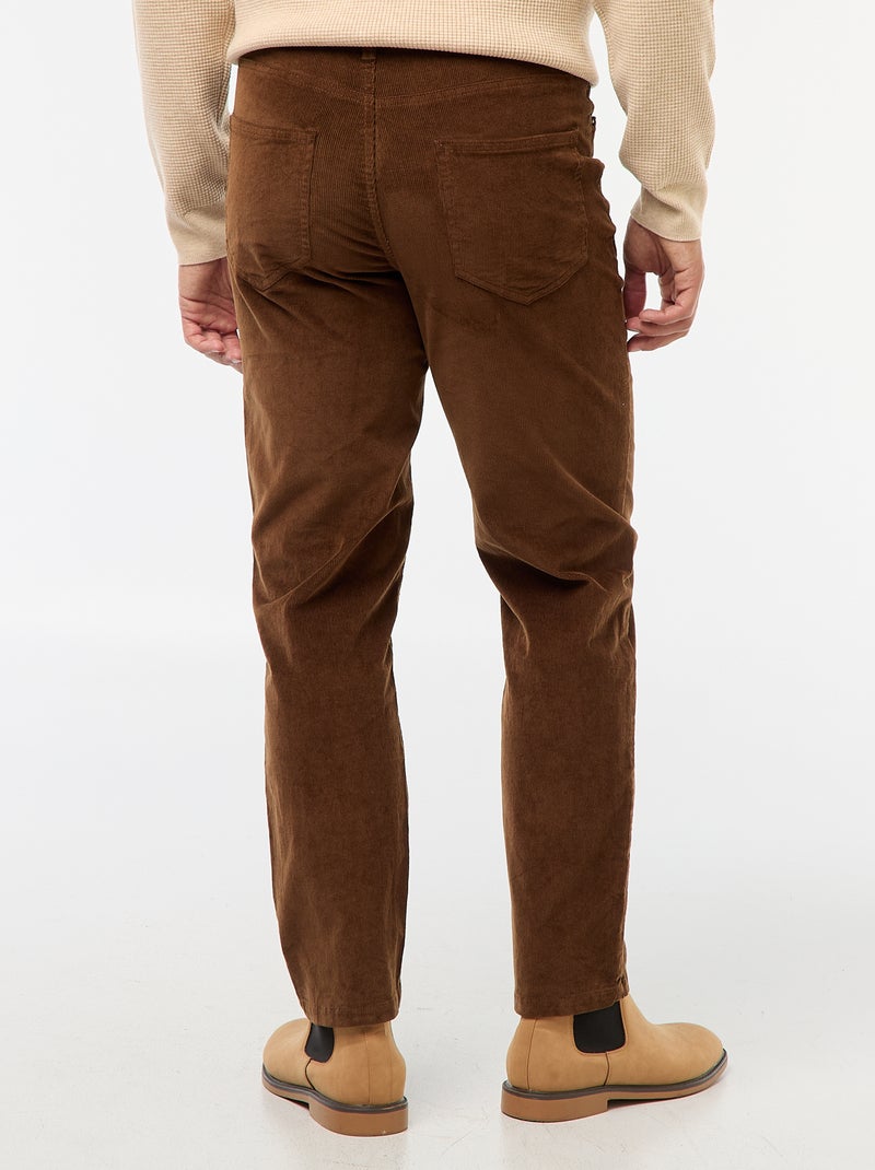 Pantalon regular fit en velours uni Marron - Kiabi